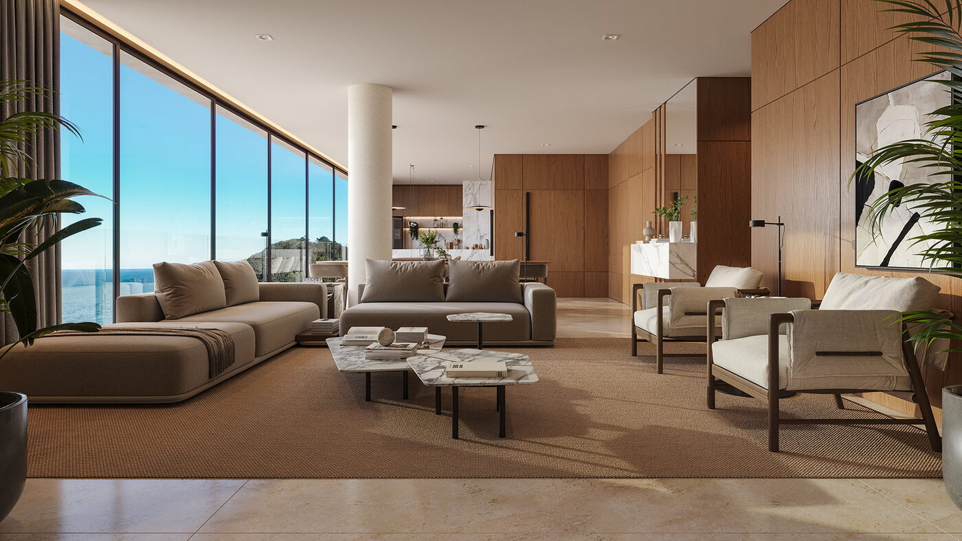 Living do apartamento final 2 do Brava Concetto